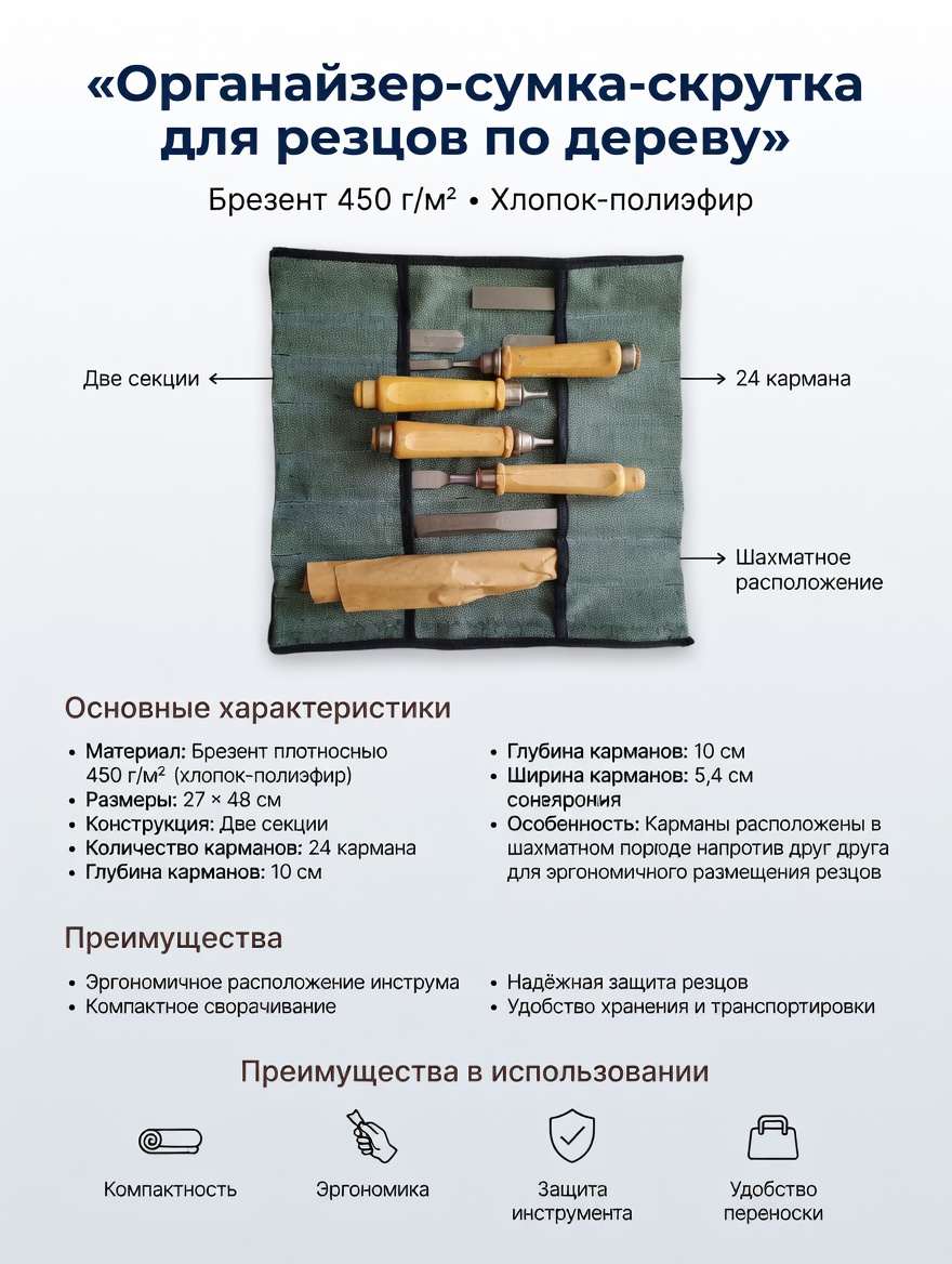 Увеличить фото: Сумка скрутка для резцов по дереву