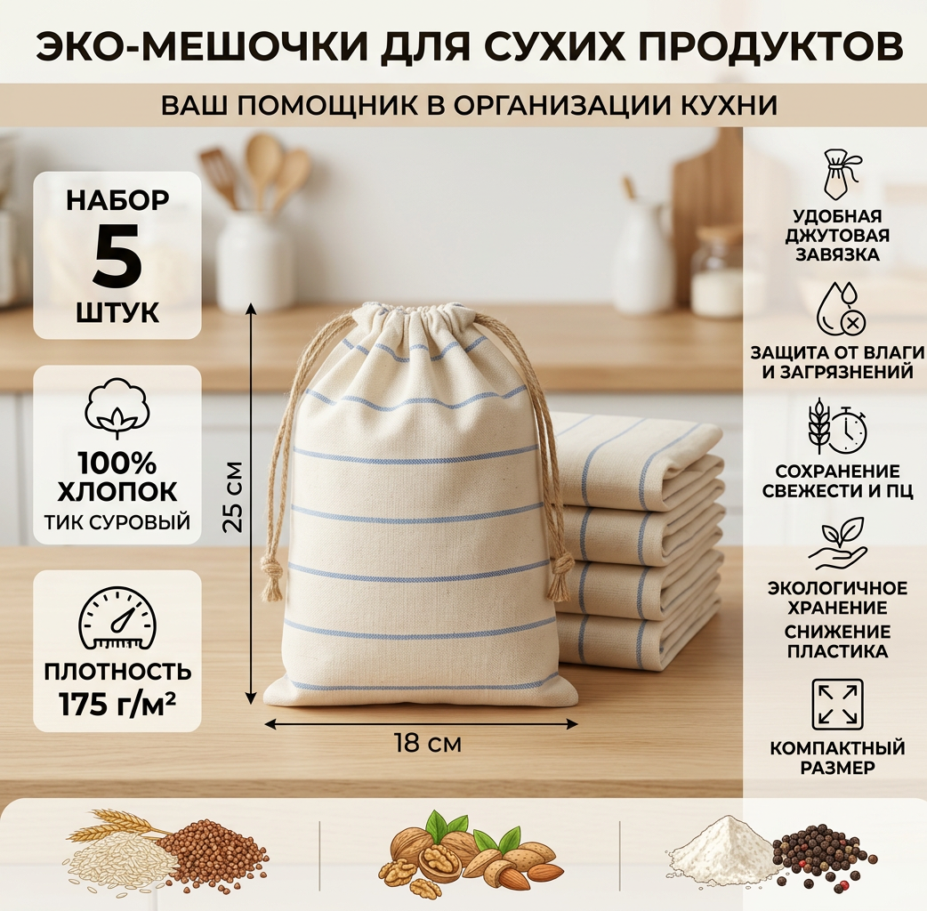 Увеличить фото: Мешочек для хранения сухих продуктов